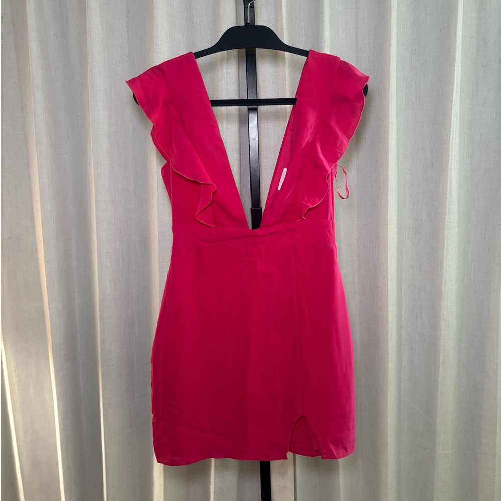 Superdown Fuchsia Ruffle Mini Dress